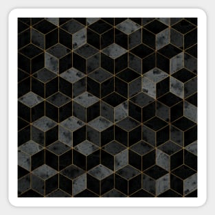 Black Geometric Marble Cubes and Gold Sticker